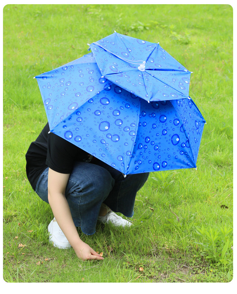 可收纳头戴式雨伞帽遮阳防晒折叠户外伞双层透气大号钓鱼伞详情19