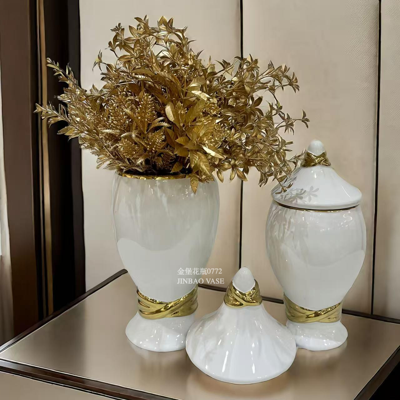 Nordic creative ceramic vases, rotating aesthetic ornaments, high-end living room entrance hall tabletop, dining table, dried flower decorations pic 40