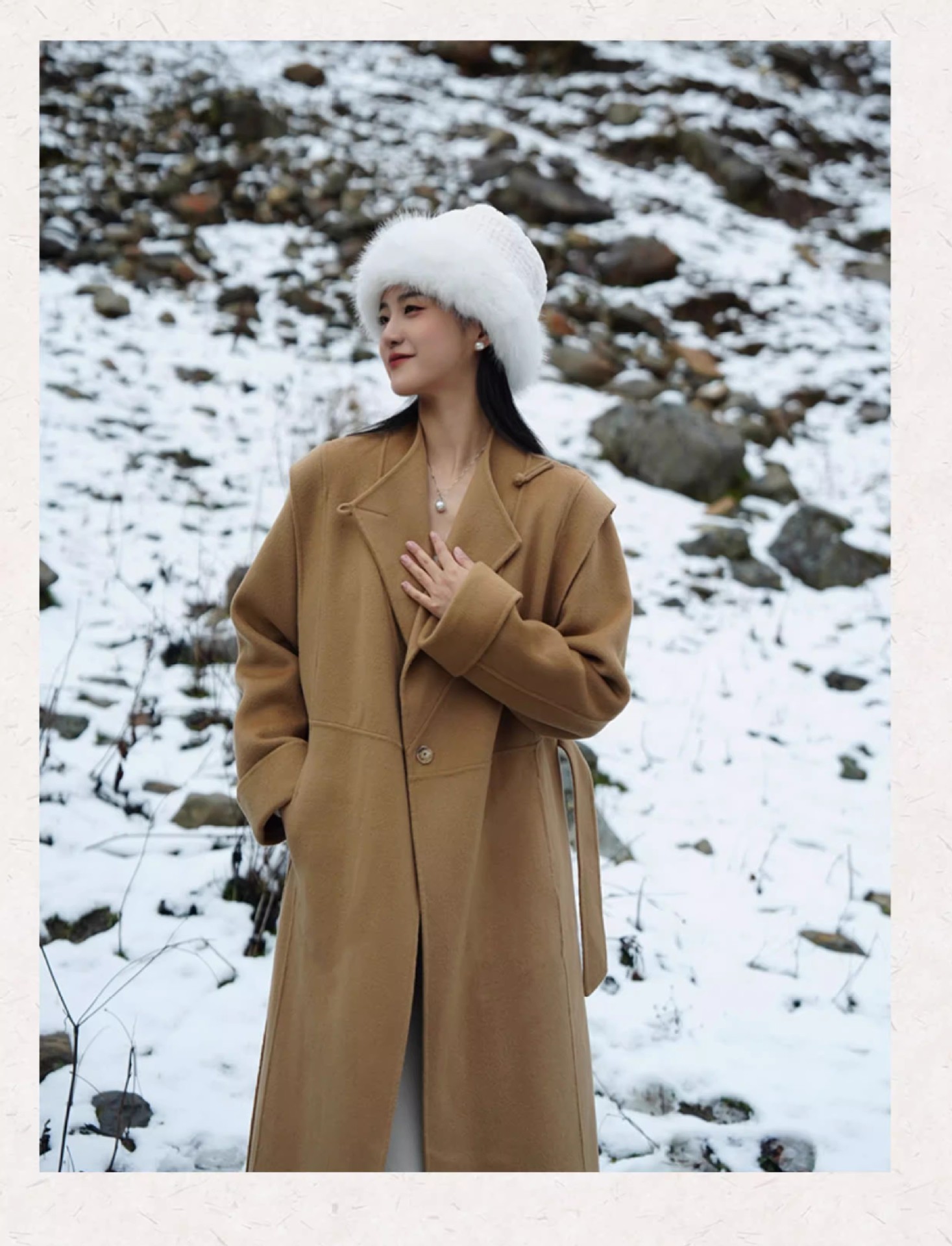 2025 New Chinese-style Australian wool Double-sided cashmere Chinese-style coat for women, mid-length black woolen wool coat with buttons pic 31