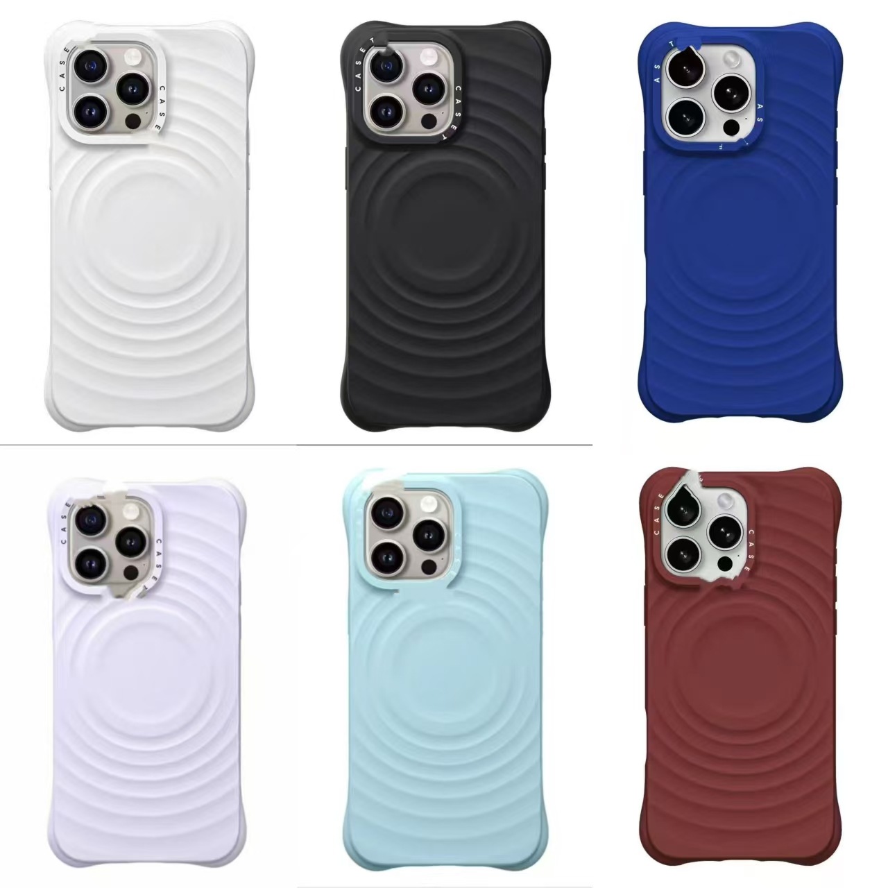 caseti collaboration pure black and white wavy phone case MagSafe magnetic iphone16 silicone protective case pic 1