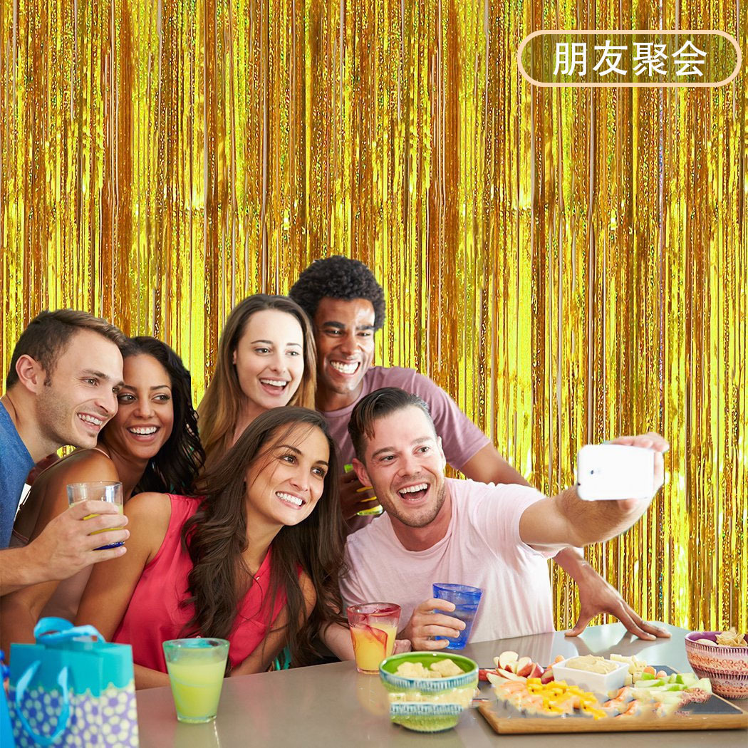The thickened wedding, festival, party and birthday decoration background wall with colorful stripes and tassel door curtains pic 11