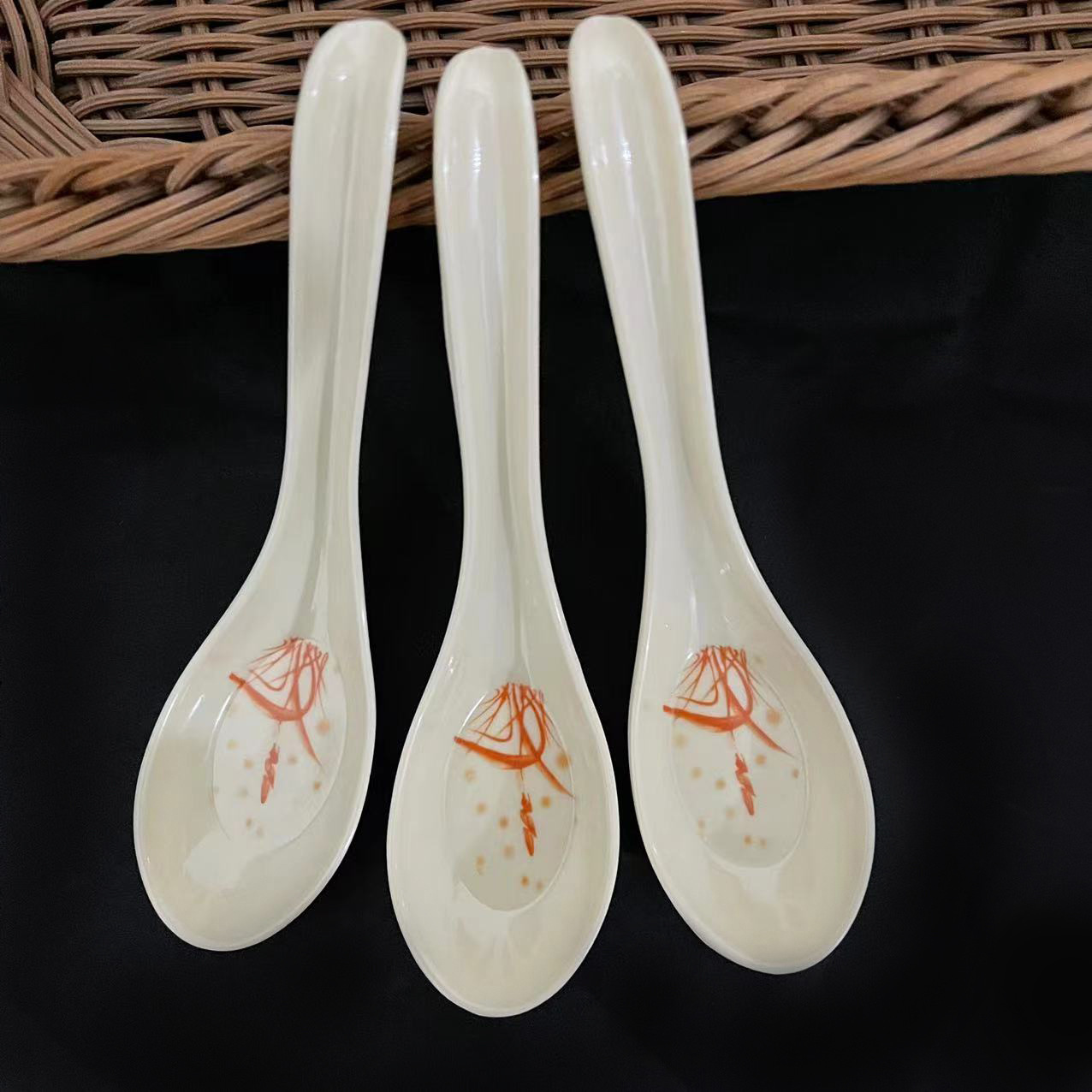 【 No. 3-10 】125 Autumn Grass Spoon 1400 per piece 125 Autumn Grass Spoon Melamine Spoon Long Handle Spoon with Hook Spoon Flat Bottom Spoon Spicy Hot Pot Spoon Soup Spoon Spoon One yuan supply pic 3