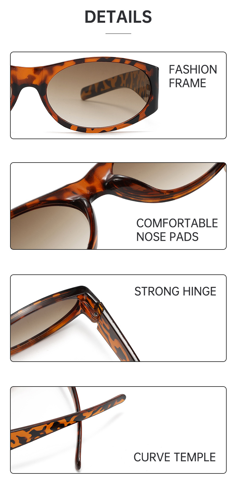 New tortoiseshell wide-leg sunglasses for women, high-end European and American retro sunglasses, fashionable outfit, cross-border sunglasses pic 9