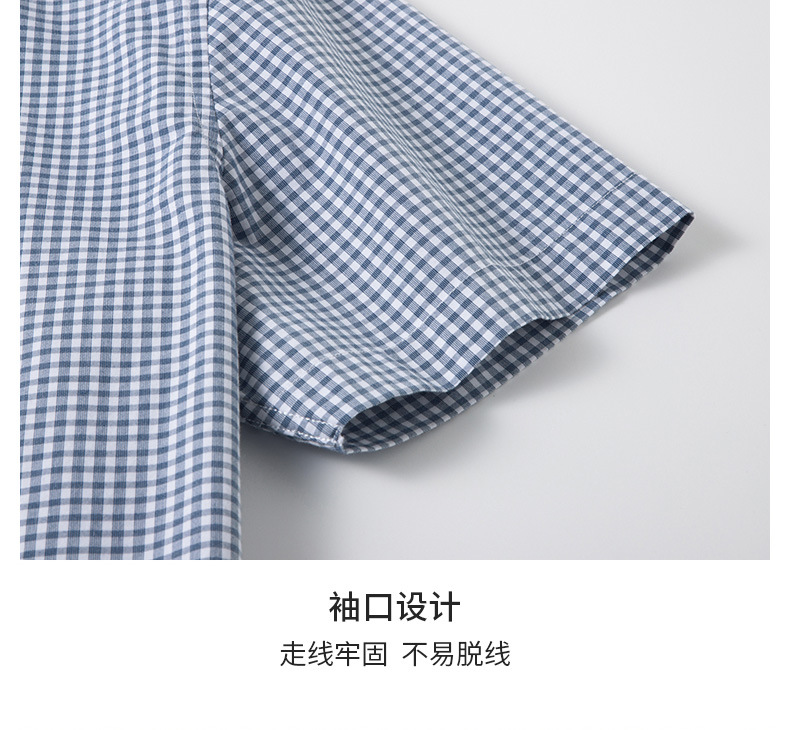 跨境新疆棉翻领男士衬衫2025夏季休闲百搭透气吸汗格子短袖衬衣男详情5