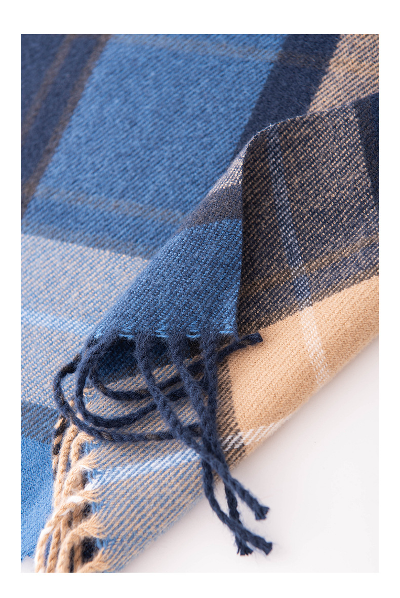 2025跨境仿羊绒格子围巾女冬季高级感时尚简约围脖中长款保暖披肩详情11