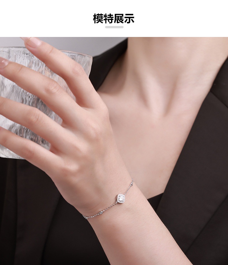 Zhuoheng Select S925 Silver Bracelet 50 points Mosan Bracelet Giant Flash Classic Square Diamond Chain set with diamonds luxurious and elegant jewelry pic 9