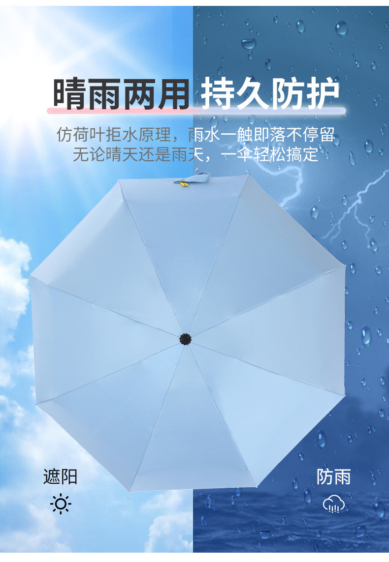 五折黑胶遮阳伞晴雨两用防晒防紫外线太阳伞折叠口袋雨伞广告伞详情11
