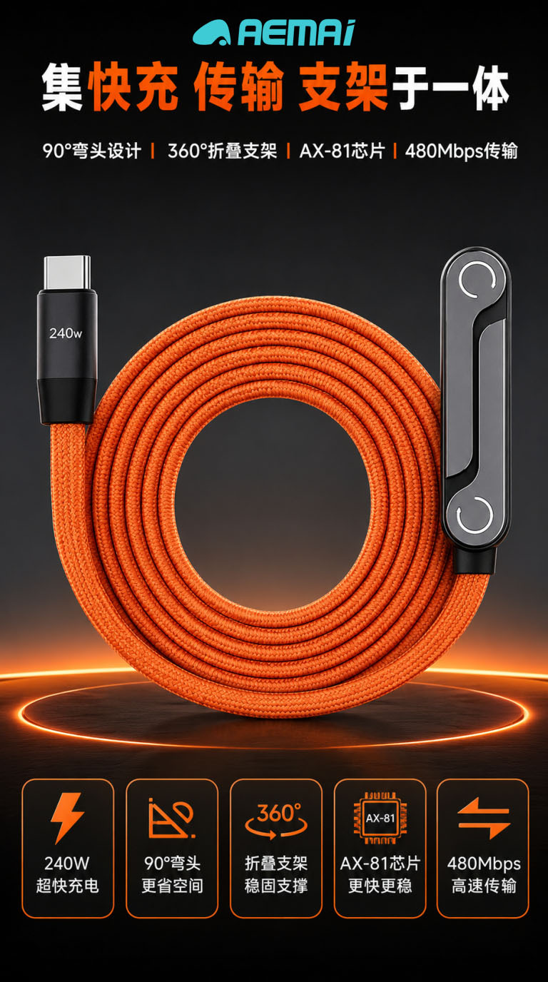 AEMAI любит безумный TYPE-C-кабель, андроид 240W, подставка для телефона, быстро заряжающего яблоко pic 11