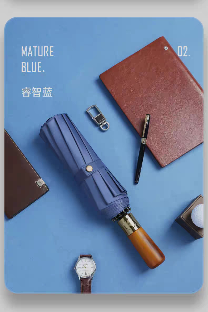 自动雨伞男士商务晴雨两用遮阳伞木手柄雨伞加厚加大防晒遮阳伞详情12