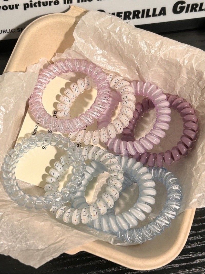 Korean girl high-quality grape coconut polka dot telephone line, refreshing and versatile in summer, durable daily hair cord pic 2