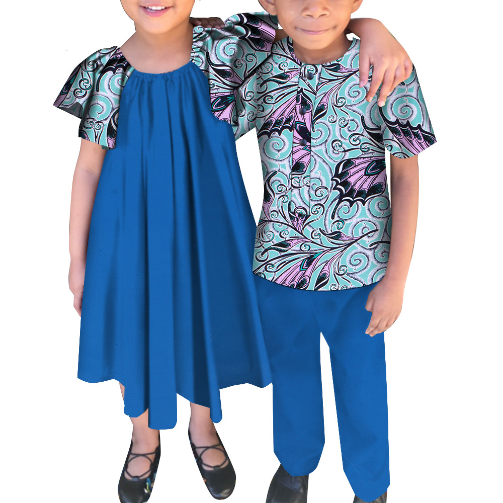 儿童服装 蓝紫图案童装 男孩女孩连衣裙套装春夏款详情13