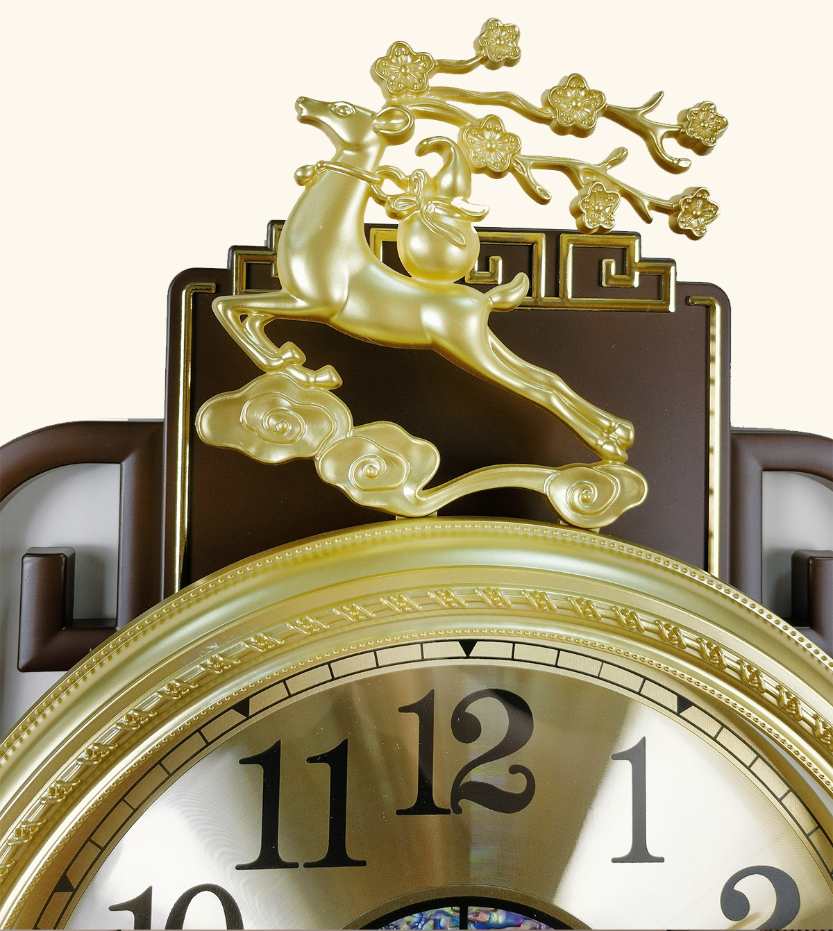 国潮新中式免打孔挂钟轻奢客厅家用钟挂墙塑料电波中国风钟表卧室时钟详情13