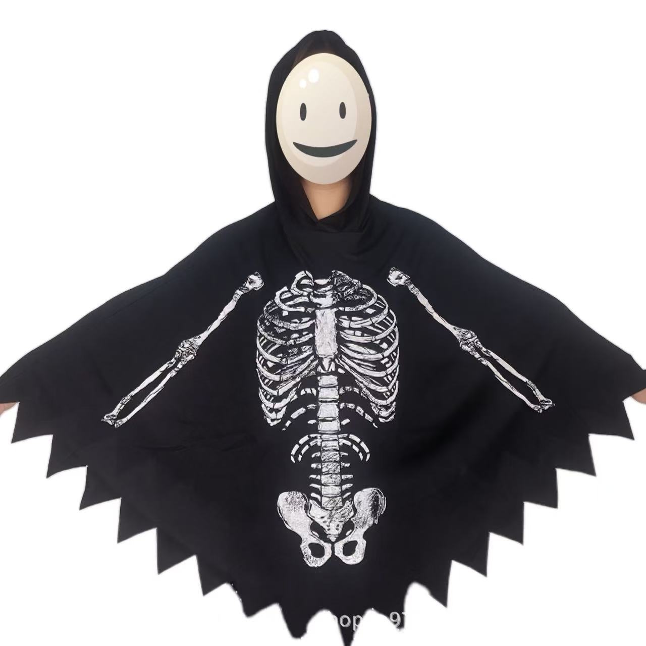 万圣节派对服装女士斗篷骷髅鬼幽灵披风数码印花披肩外贸热销详情2