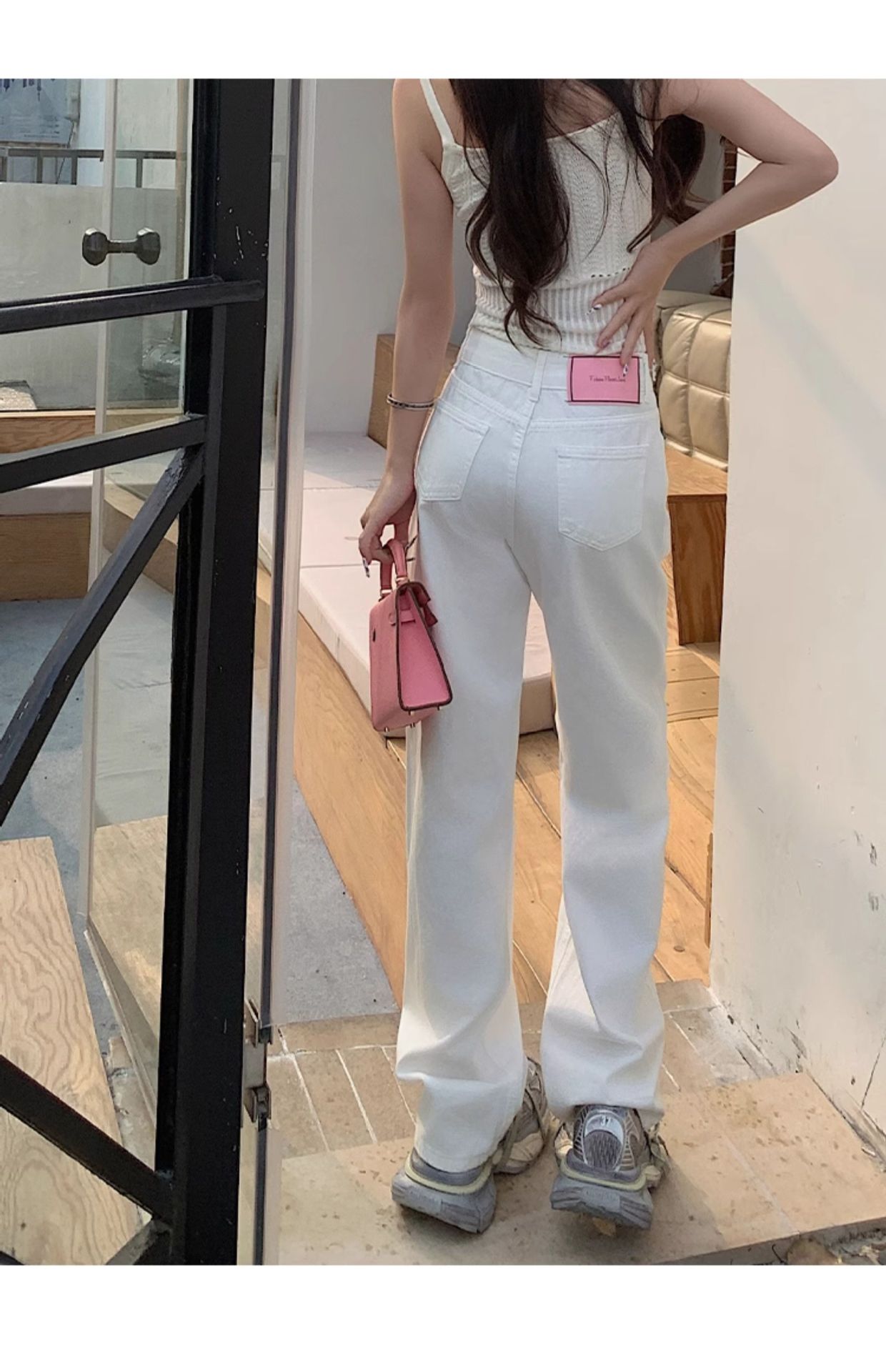 韩版设计感直筒牛仔裤女春秋季新款高腰显瘦显高宽松直筒牛仔裤子详情12