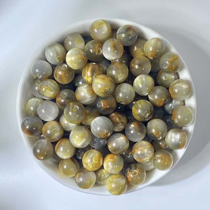 国风油画系列鎏金圆珠树脂珠子diy手工圆珠散珠手链串珠饰品配件详情10