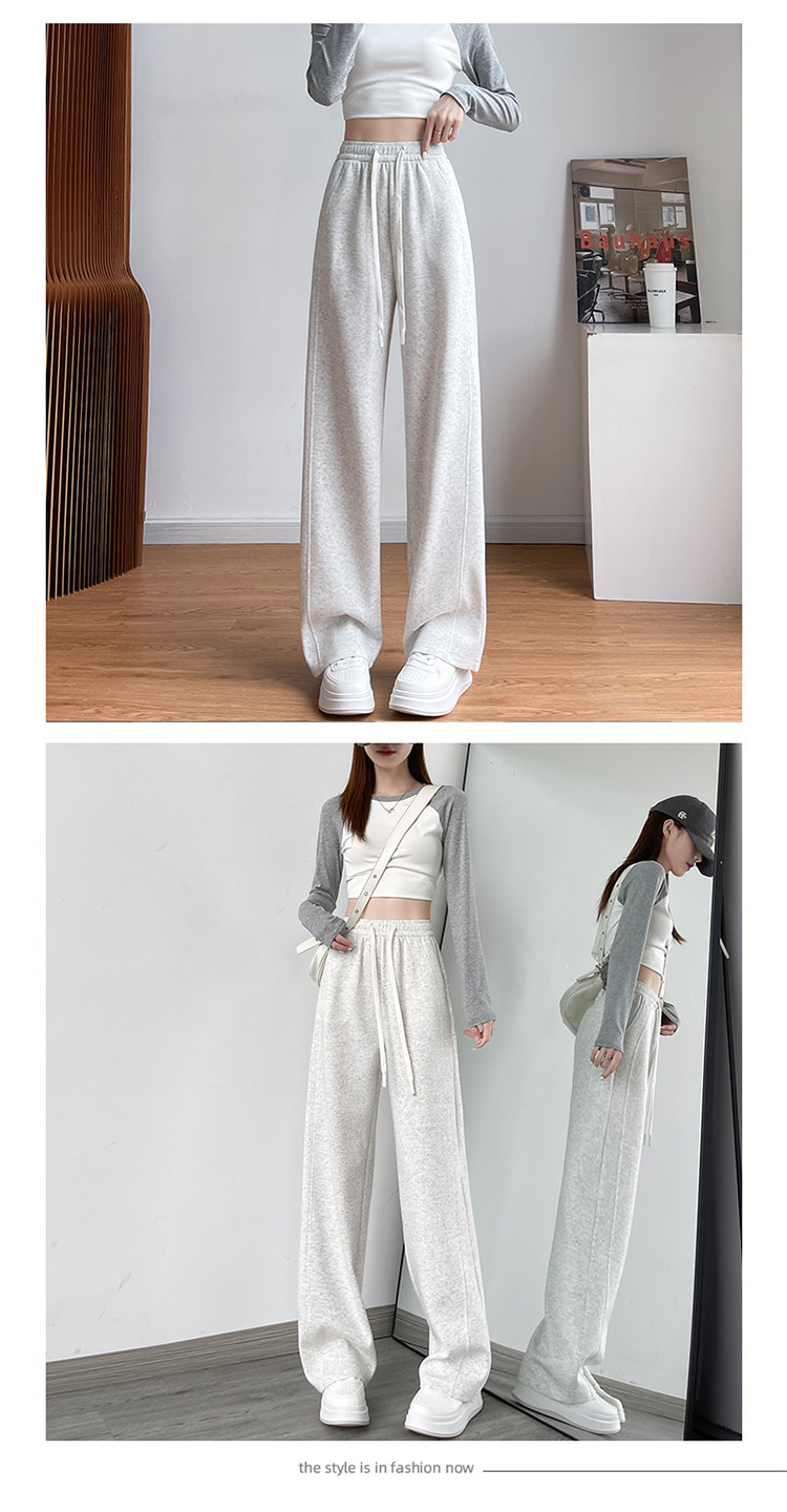 加绒香蕉裤女2025新款秋冬运动卫裤小个子高腰显瘦直筒窄版阔腿裤详情12