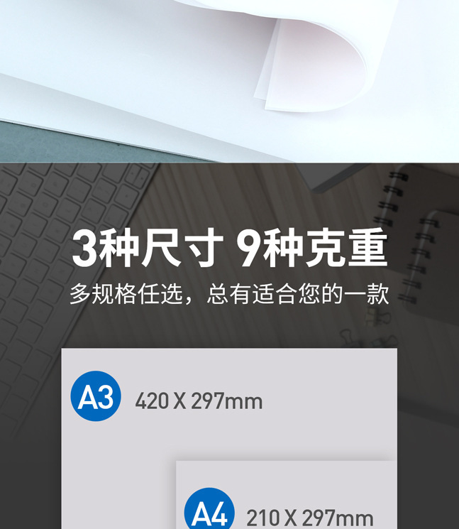 硫酸纸50-180克半透明临摹纸描图纸A4A3工程制图绘图纸硫酸拷贝纸详情2