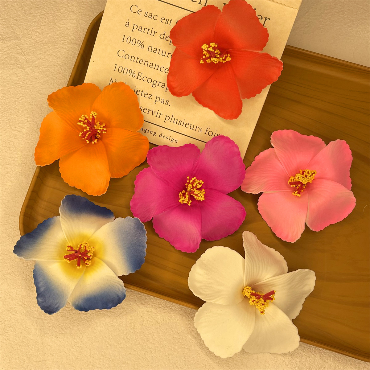 This trendy faux hibiscus flower hair clip exudes a high-end atmosphere. The side clip is a Bohemian hair band for a seaside vacation pic 15