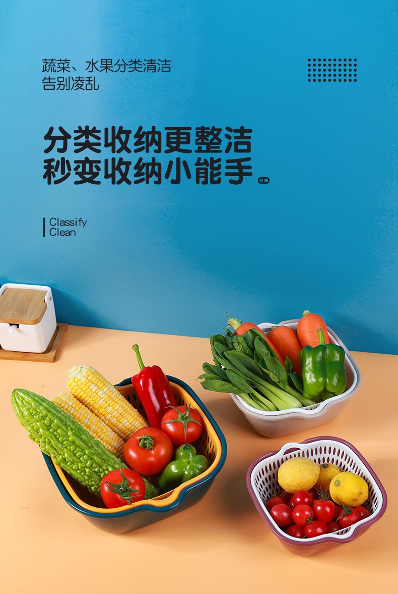 食品级塑料沥水篮厨房沥水篮密封罐滤网碗架北欧风详情8