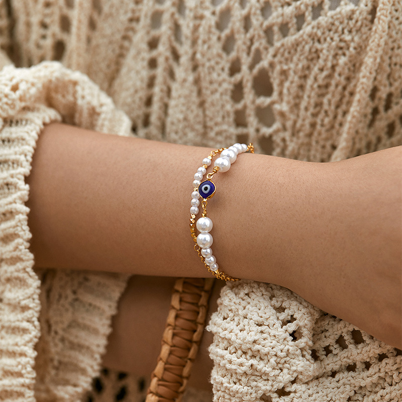 保色淡水珍珠手链质感真金电镀优雅贝珠手串手工气质复古欧美手饰详情4