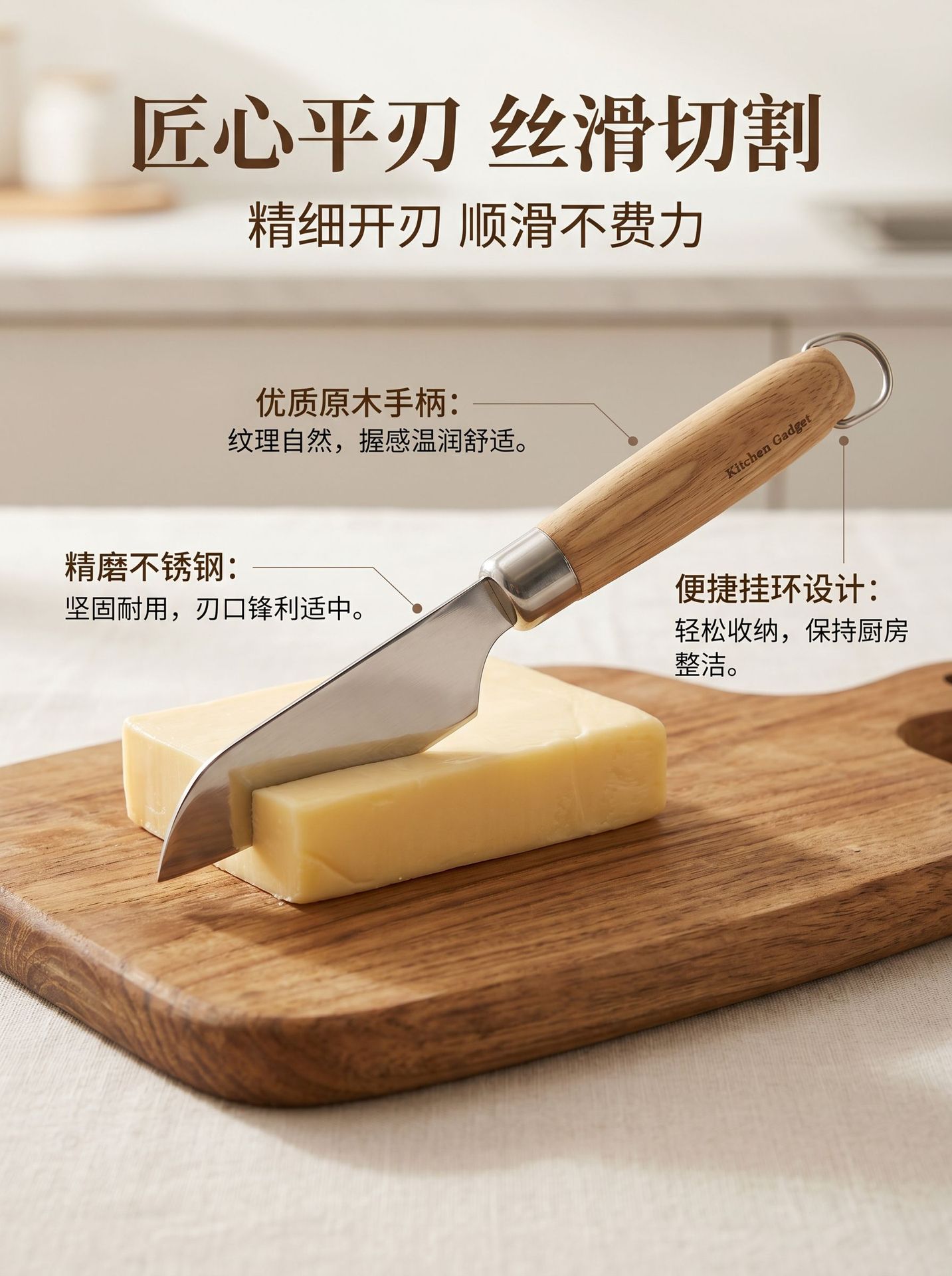 Wooden handle stainless steel cheese spatula, cheese knife, pizza knife, steak knife, meat tearing fork, kitchen baking tools pic 8