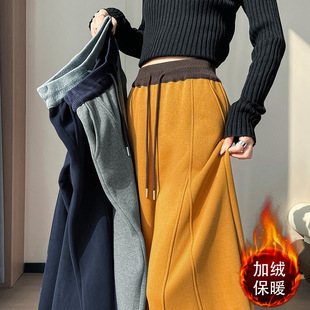 Fleece warm wide-leg pants, loose and high-waisted, slimming winter new style pic 16