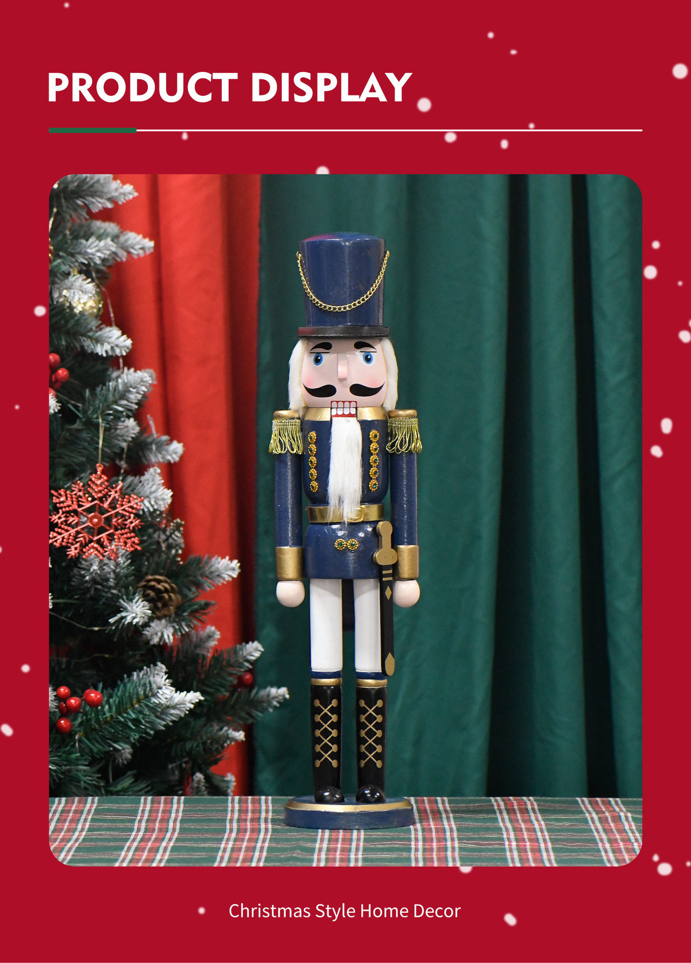 A new creative hand-painted 50CM blue body with white feet, knife and nutcracker Christmas decoration is available on 20inch pic 1