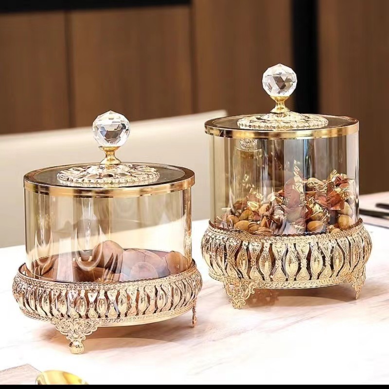 跨境金色电镀糖果罐三件套糖果罐干果收纳罐创意轻奢家居装饰品详情1