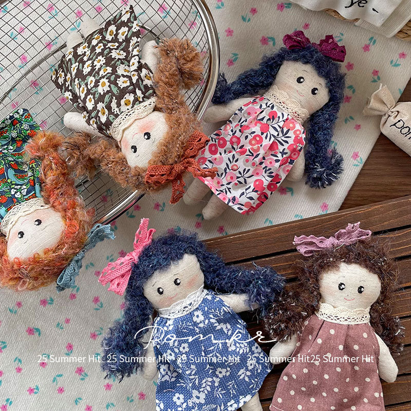 New Korean-style cartoon braid doll floral dress, cute chubby doll pendant, forest-themed sweet doll keychain, Ins-style decoration pic 5