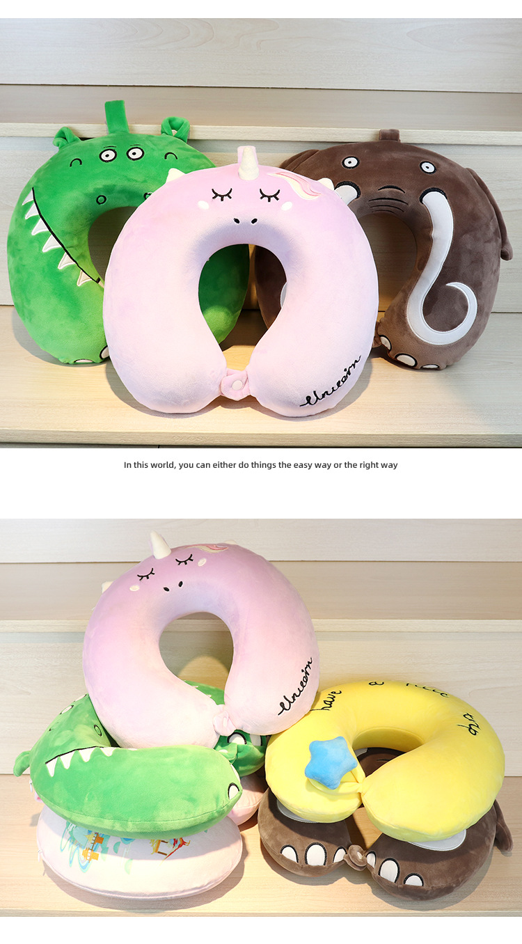 Customized cartoon memory foam U-shaped pillows with embroidered animal designs, travel memory pillows, neck protectors and nap pillows, wholesale from the manufacturer pic 14