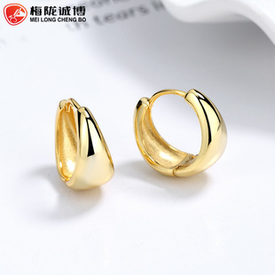 925纯银光面耳环女新款时尚极简风百搭潮耳圈冷淡风高级感耳饰品详情7