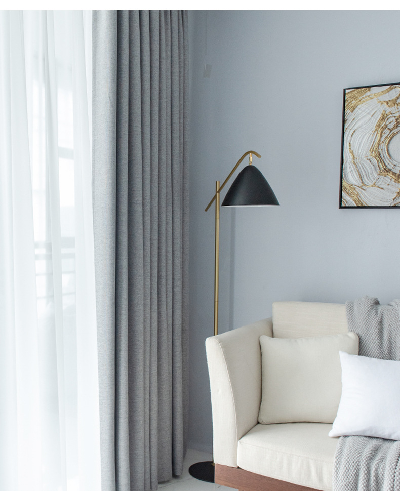 Swan Cotton and linen modern and simple living room and bedroom curtains, solid color thickened fully blackout linen curtain fabric manufacturer for homestays pic 2