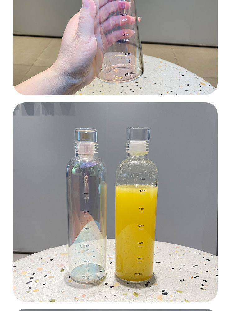 The same style of plastic cup with time scale as Xiaohongshu, transparent and highly attractive glass creative water cup, casual cup and gift cup pic 23