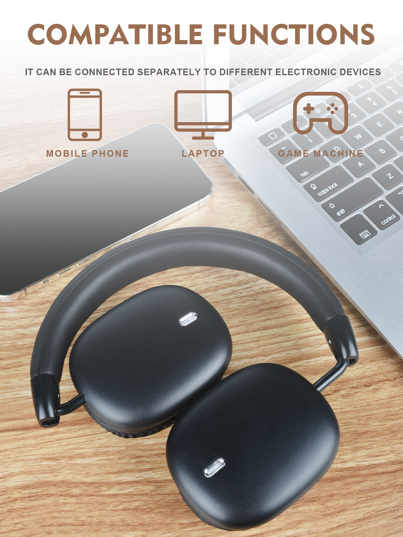 New cross-border bestseller B36 over-ear Bluetooth headphones, wireless computer, e-sports, gaming with microphone, sports, C-port for girls pic 11