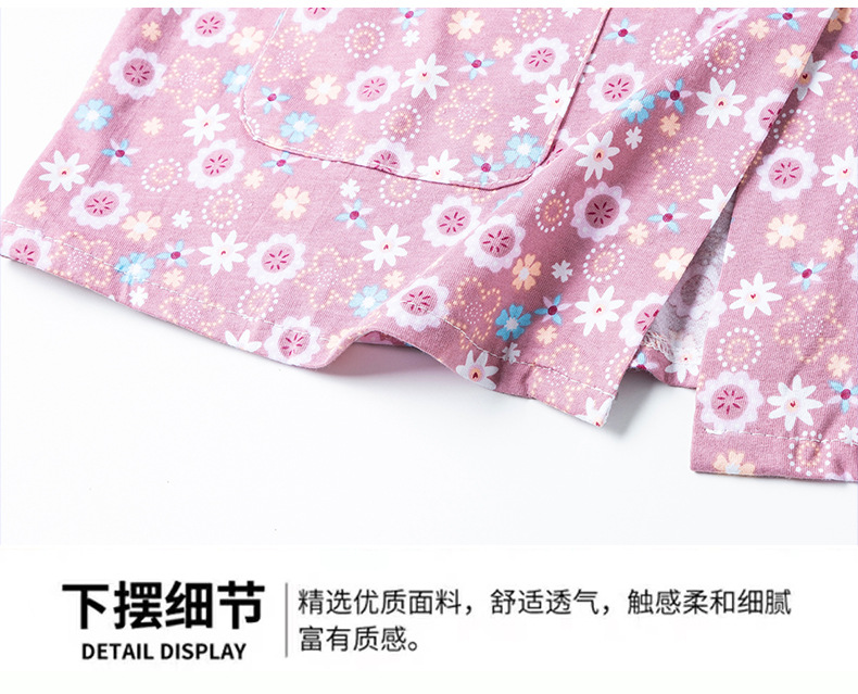 中老年人纯棉开衫睡衣女夏季奶奶妈妈全棉短袖七分裤居家两件套装详情23
