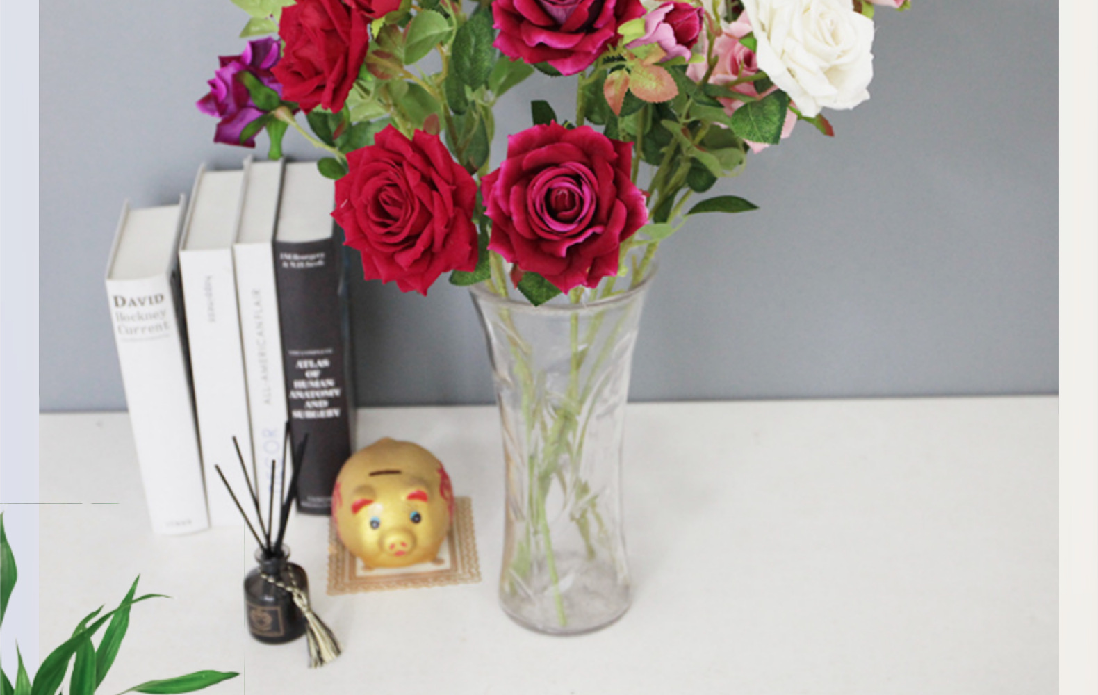 仿真多头绒布红色玫瑰花拍摄道具假花家居装饰布置仿真花摆件批发详情2