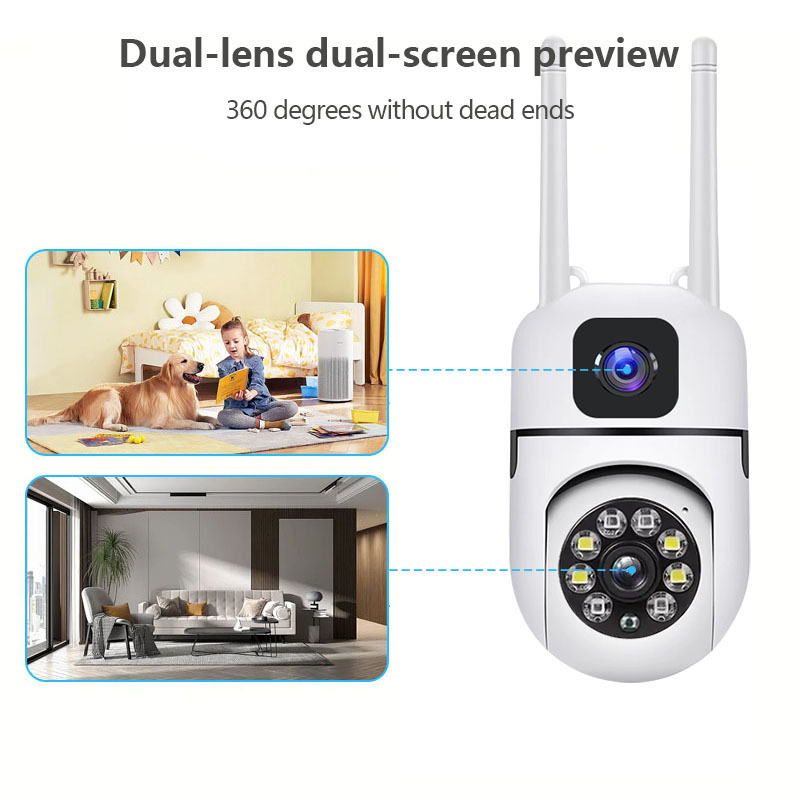 The new indoor high-definition dual-lens dual-screen gun-ball linkage surveillance camera features 360° rotation and two-way voice control pic 4