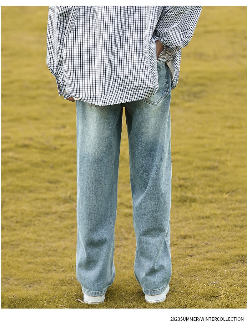 水洗浅色牛仔裤男生2024夏季新款男士直筒宽松阔腿休闲裤子青少年详情16
