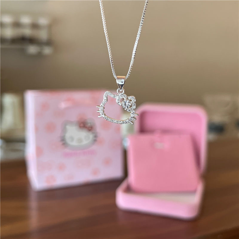 热销款生日Kitty项链女甜美可爱吊坠锁骨链送闺蜜走心详情3
