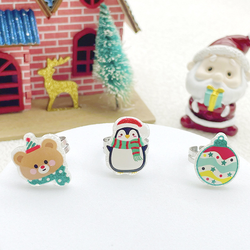 【可以】新款卡通树脂可调节戒指玩具圣诞儿童戒指圣诞节日礼物详情13