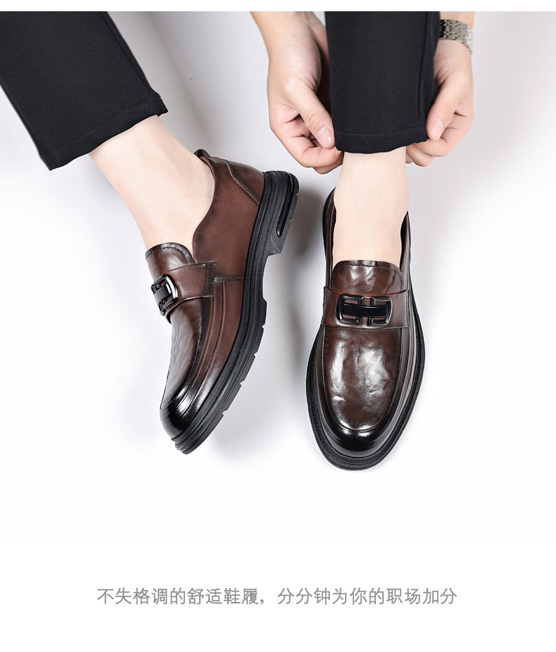 新款英伦风布洛克手工真皮鞋男士透气商务正装一脚蹬皮鞋厚底单鞋详情21