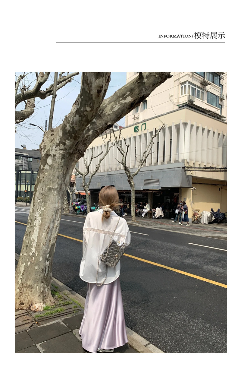 Purple high-end acetate satin half skirt for women, autumn flowing and flowing long dress, slimming A-line fishtail skirt pic 8