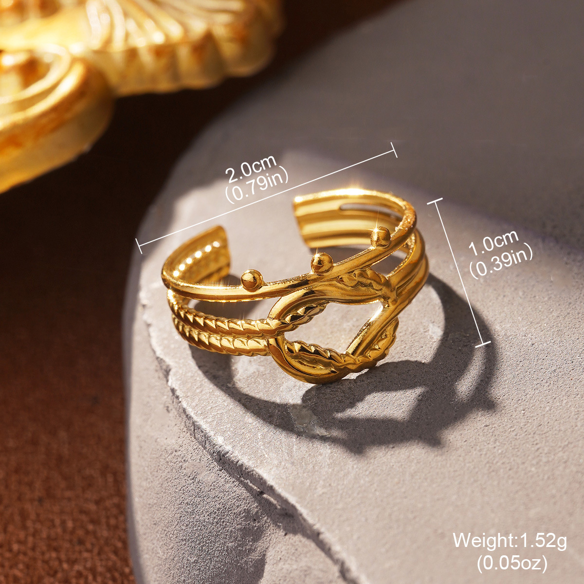 Retro European and American geometric stainless steel ring, non-fading shell geometric shape, fashionable and simple titanium steel index finger ring pic 37