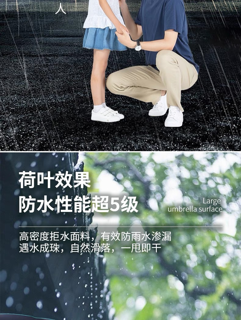 超大3-4人雨伞高级感折叠伞黑胶防晒晴雨伞加固遮阳伞印刷广告伞详情7