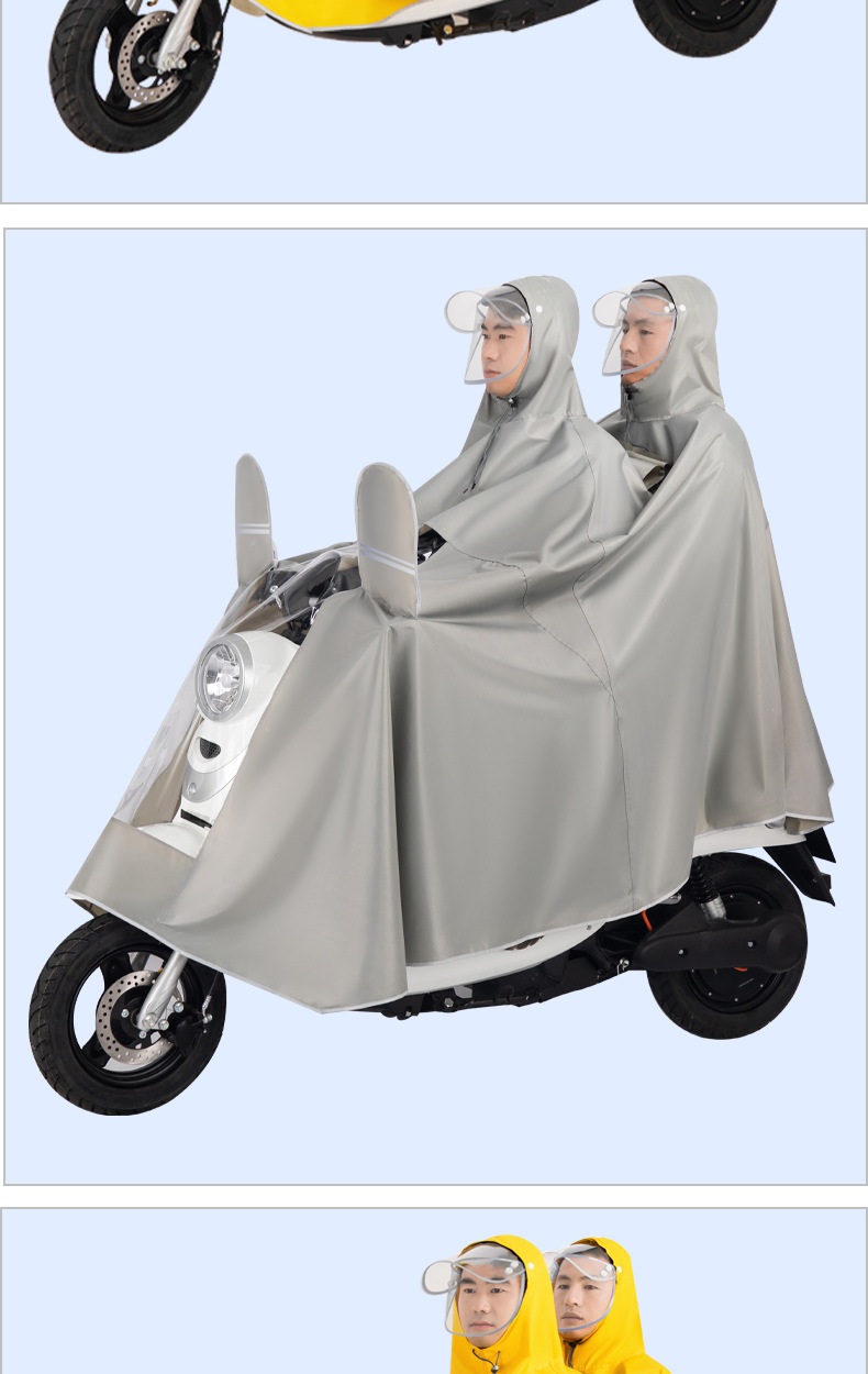 Electric bike raincoat, large Oxford cloth motorcycle raincoat, single and double people, men and women, explosion-proof rain electric bike raincoat pic 19