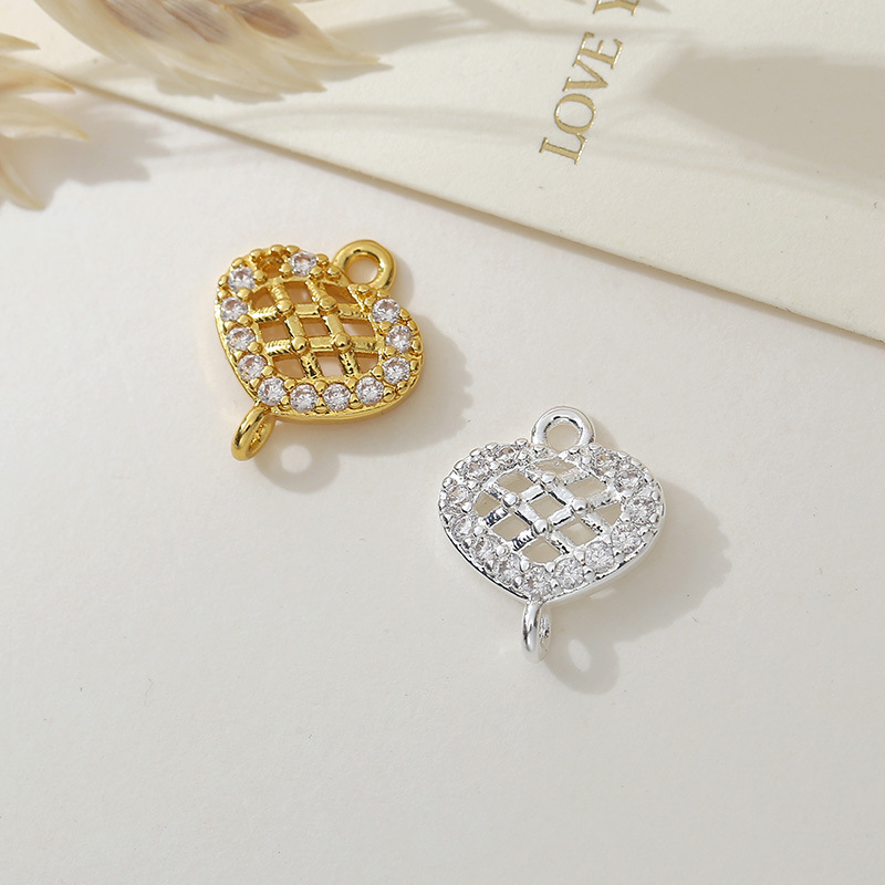 New heart-shaped diamond-encrusted bracelet pendant DIY accessory earrings necklace electroplated heart pendant accessory accessory pic 8