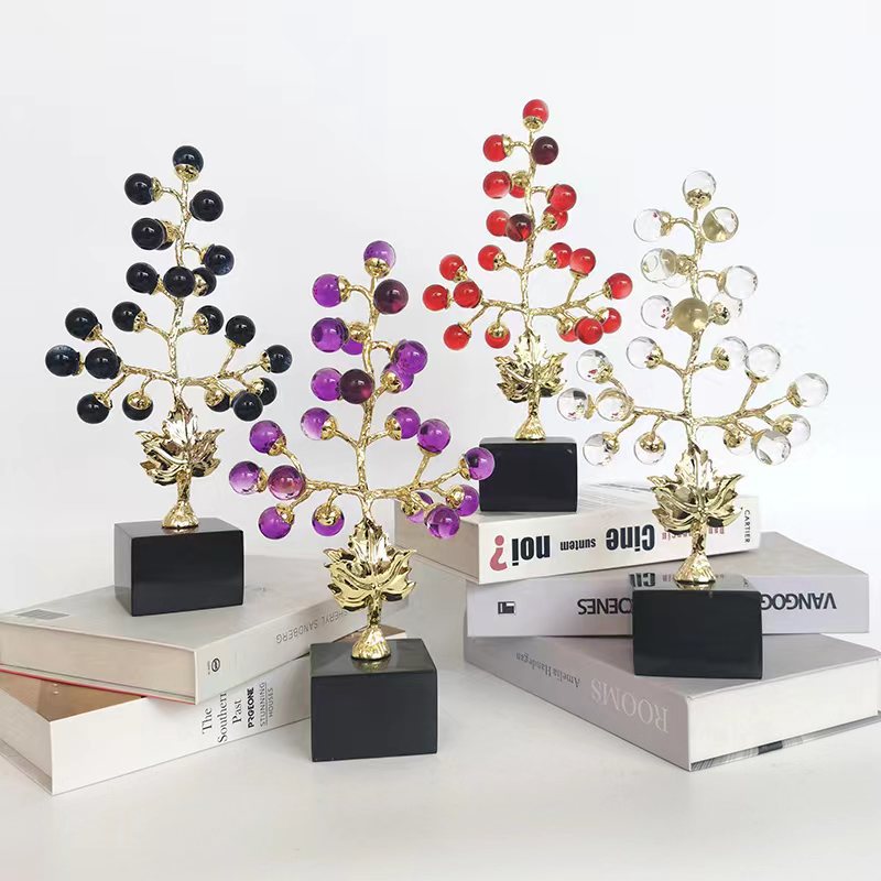 Light luxury high-end money tree ornaments, purple grapes, living room wine cabinets, office and home decorations, housewarming gifts pic 2