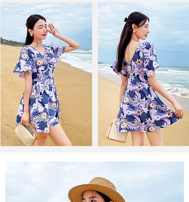 胖MM泳衣大码显瘦时尚碎花裙式泳装连体保守妈妈款游泳衣批发-028320详情24