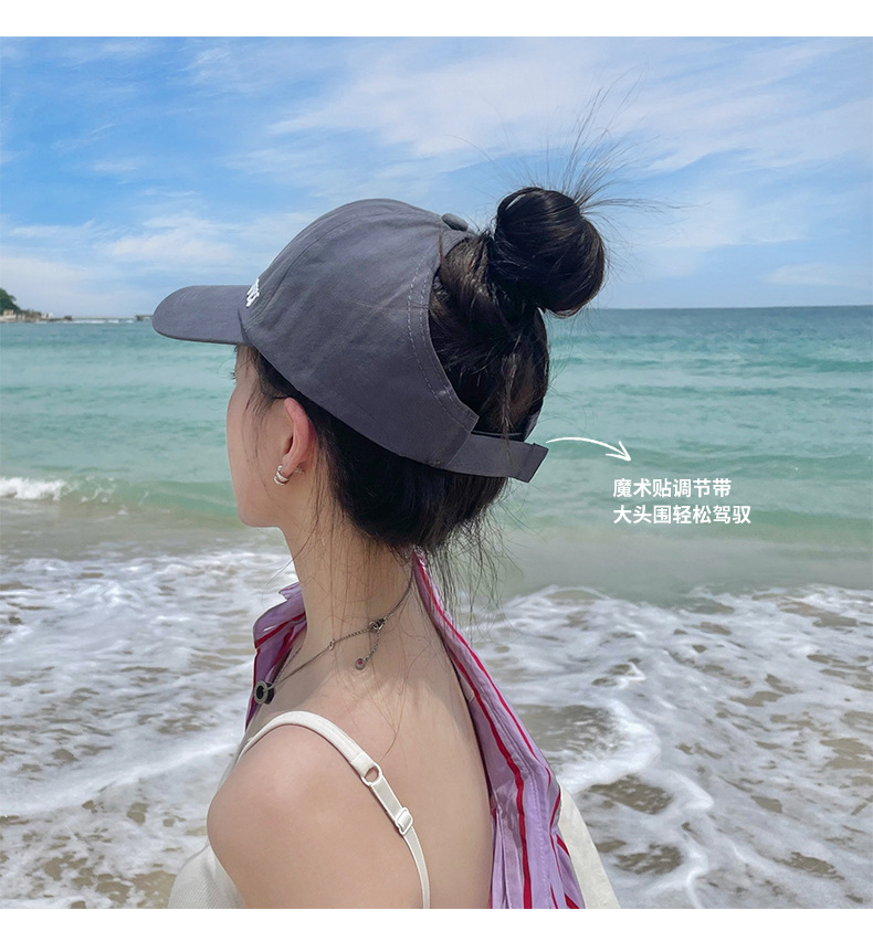 半空顶棒球帽女生可扎马尾辫显脸小鸭舌帽子春夏季防晒运动帽露思详情9