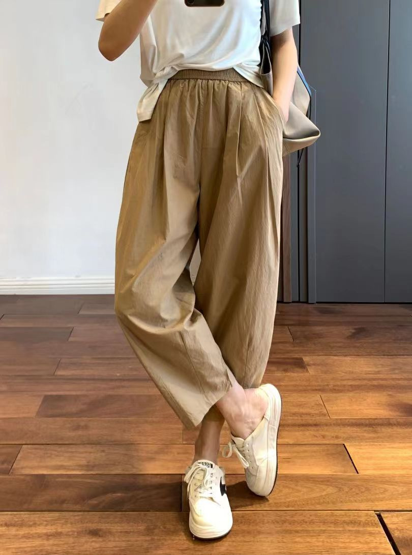 薄款阔腿九分裤女夏纯棉休闲直筒萝卜裤小个子日系显瘦宽松工装裤详情20